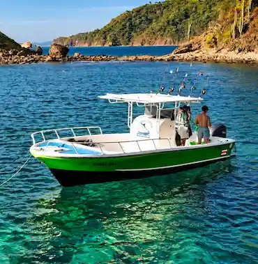 Sport fishing boat at El Jobo beach in Guanacaste
